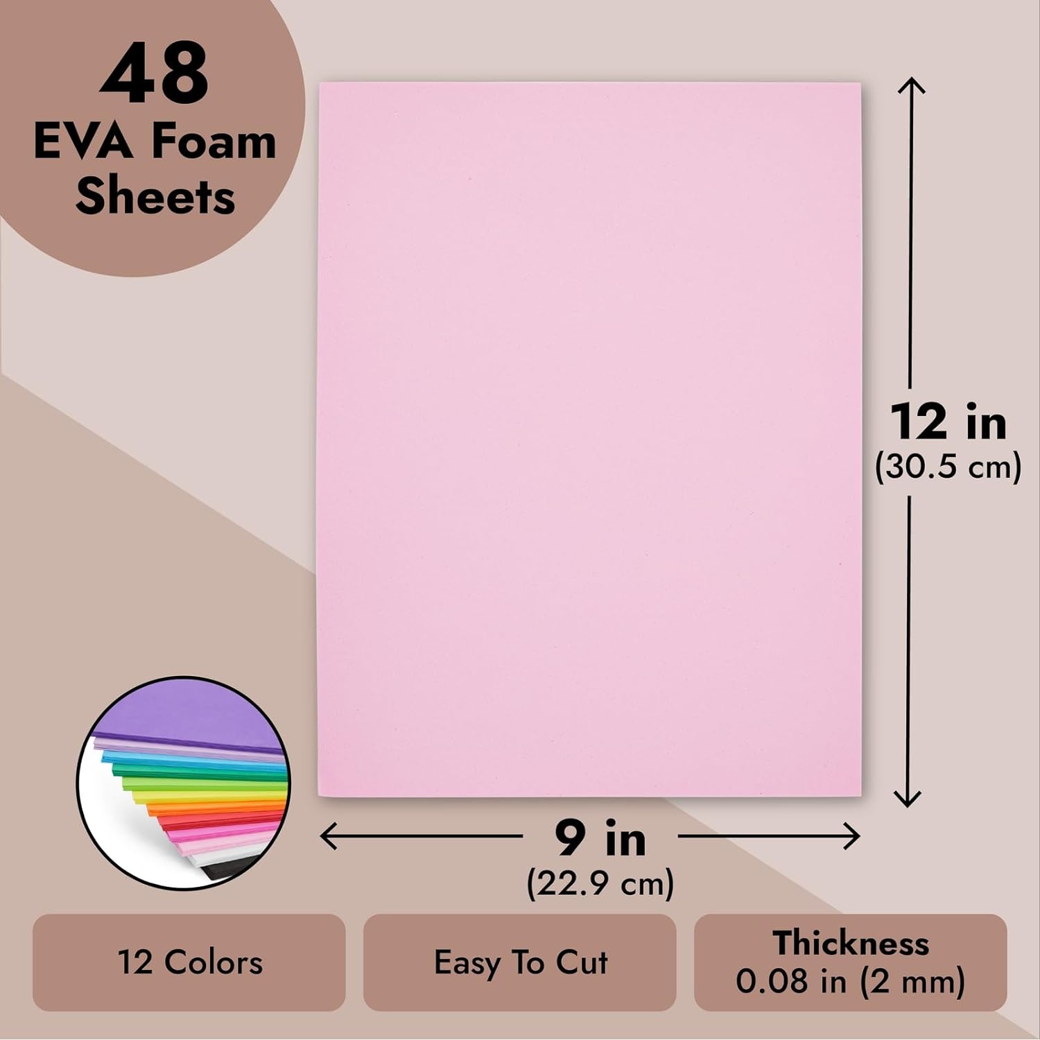 48 Pack Multicolored 2mm Eva Foam Paper Sheets For DIY Cosplay Costumes Arts And Crafts Projects 9x12 inch By PAIDU