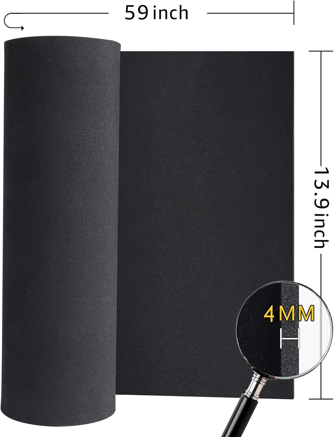 Black Foam Sheets Roll, Premium Cosplay EVA Foam Sheet，4mm Thick,59"x13.9",High Density 86kg/m3 for Cosplay Costume, Crafts, DIY Projects by PAIDU