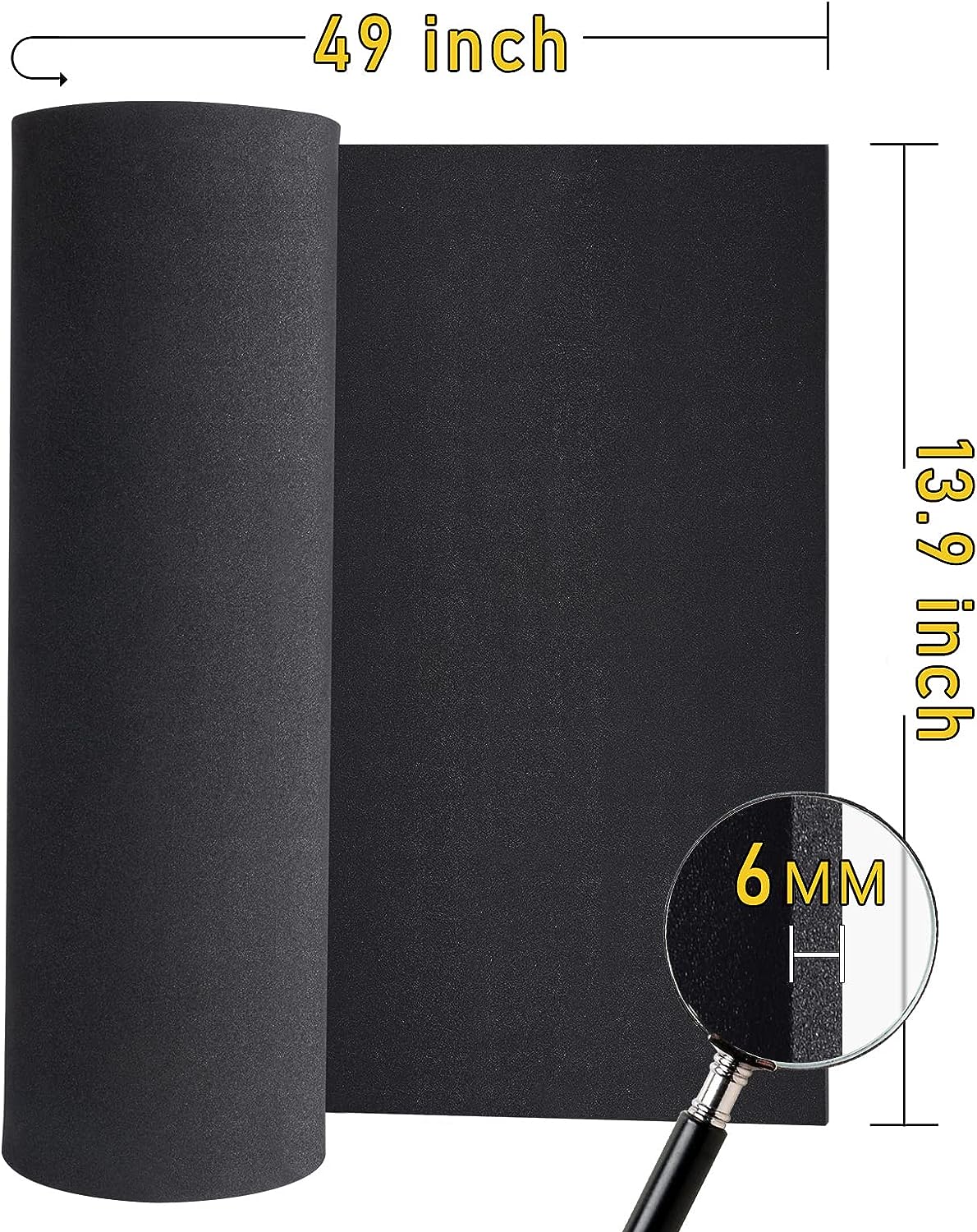 Black Foam Sheets Roll Premium Cosplay Eva Foam Sheet 6mm Thick 49"x13.9" High Density 86kg/m3 For Cosplay Costume Crafts DIY Projects By PAIDU