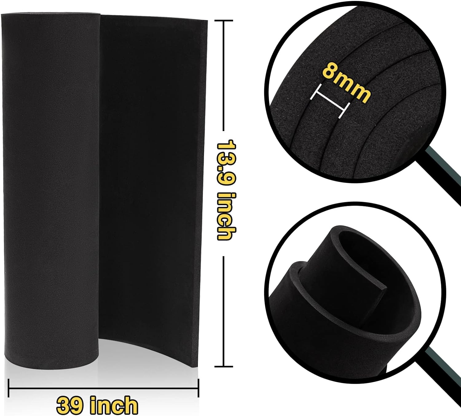 Black Foam Sheets Roll Premium Cosplay Eva Foam Sheet 8mm Thick 13.9"x39" High Density 86kg/m3 For Cosplay Costume Crafts DIY Projects By PAIDU
