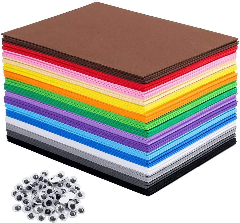 80 PCS EVA Foam Handicraft Sheets, Craft Foam Sheets Assorted Colorful for Craft Projects,Kids DIY Projects Classroom Parties and More（16 Colors - 8.25 x 5.8 inches）