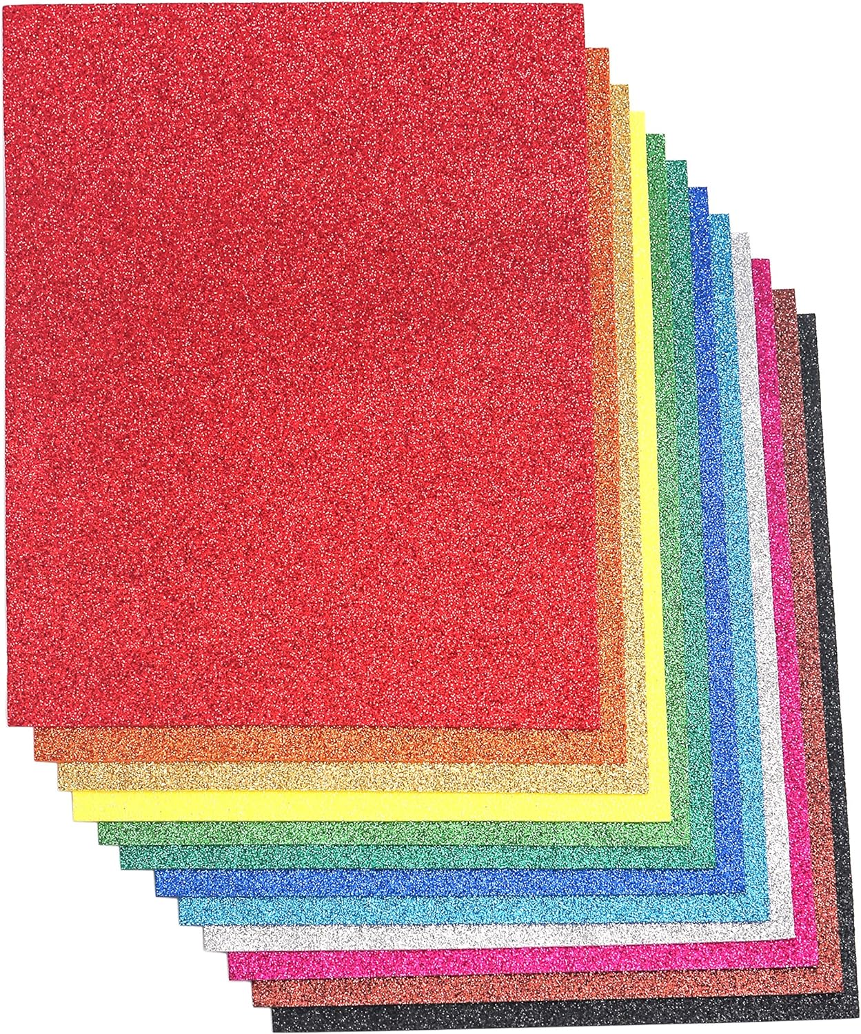 16 Pack Glitter Eva Foam Handicraft Sheets Non-adhesive 8.5x11 Inches Thick And Soft Paper For DIY Projects 12 Assorted Colors By PAIDU
