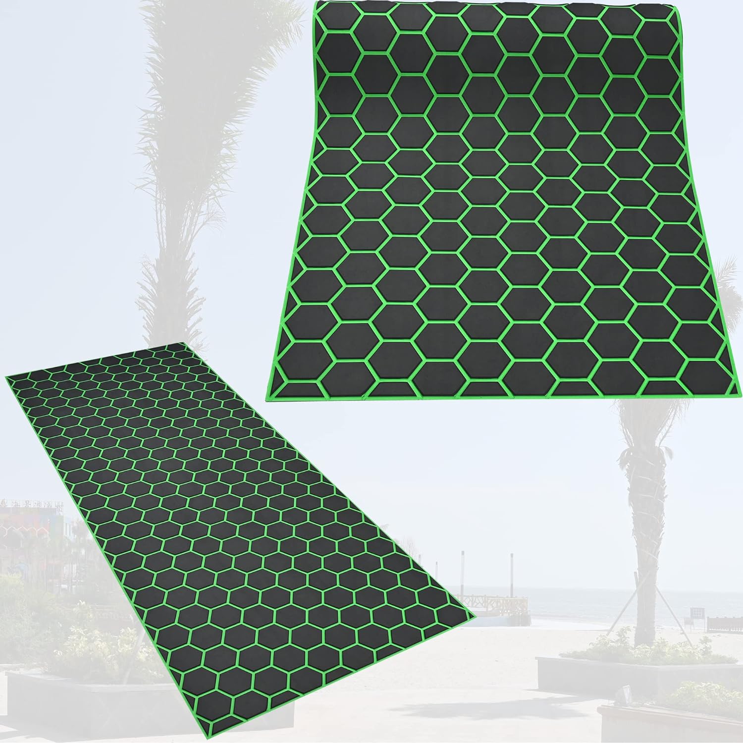 94.5x35.4 Hexagonal Stripes Eva Self-adhesive Boat Decking Sheet Marine Yacht RV Swimming Pool Boat Flooring Sheet Thick Non-skid Mat By PAIDU