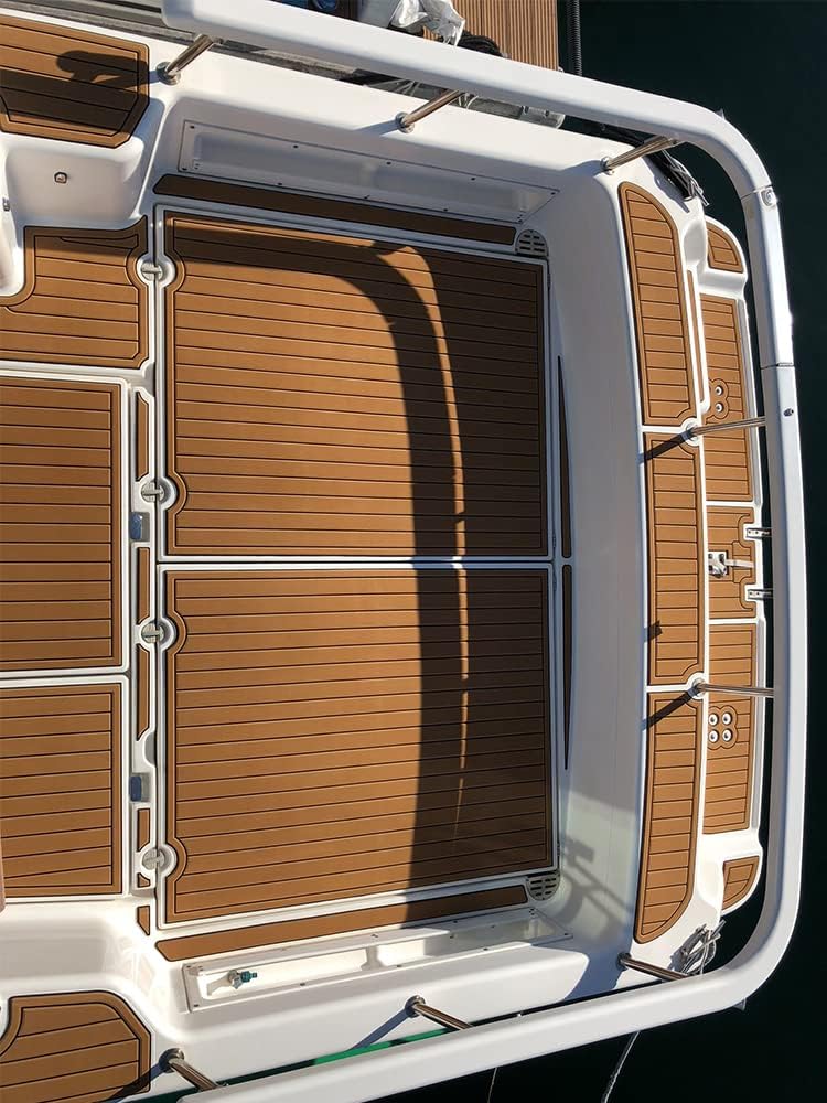 Boat Flooring Eva Foam Decking Sheet Faux Teak Marine Mat Marine Carpet Cooler Tops Seating Non-slip Self-adhesive Flooring For Motorboat RV Yacht Kayak Swim Platform 94"x44"/35"/23"/16" By PAIDU