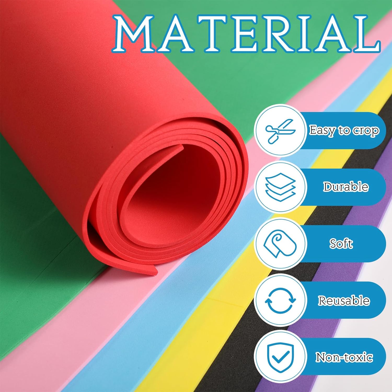 8 Pcs Craft Foam Sheets Bulk 39''x13'' Colored Eva Foam Roll High Density Foam Roll For Christmas Craft Classroom Scrapbooking DIY Cosplay Costume Armor Project Bright Colors 2 mm Thick By PAIDU)