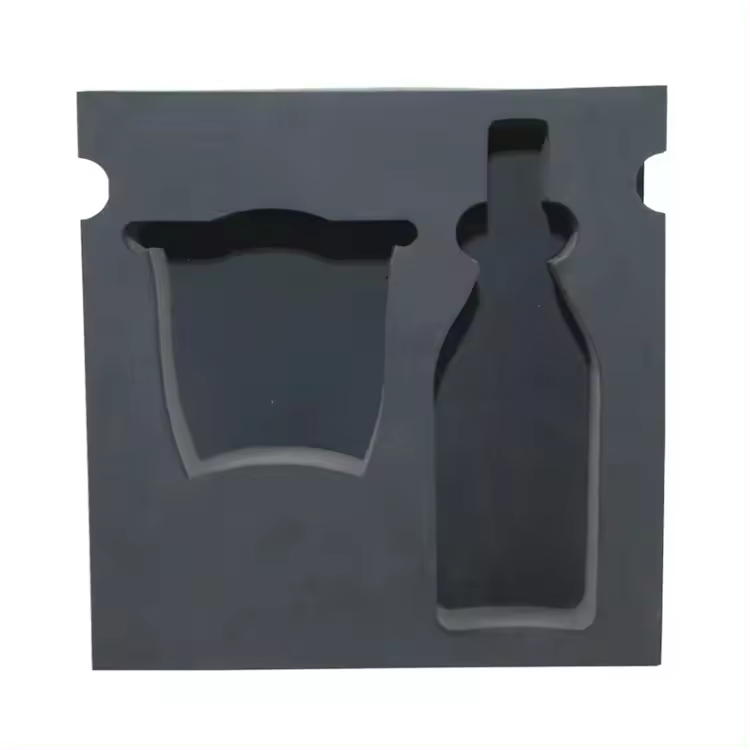 Paidu custom Shockproof oil bottle box die cut packaging material black velvet EVA foam insert with logo printing