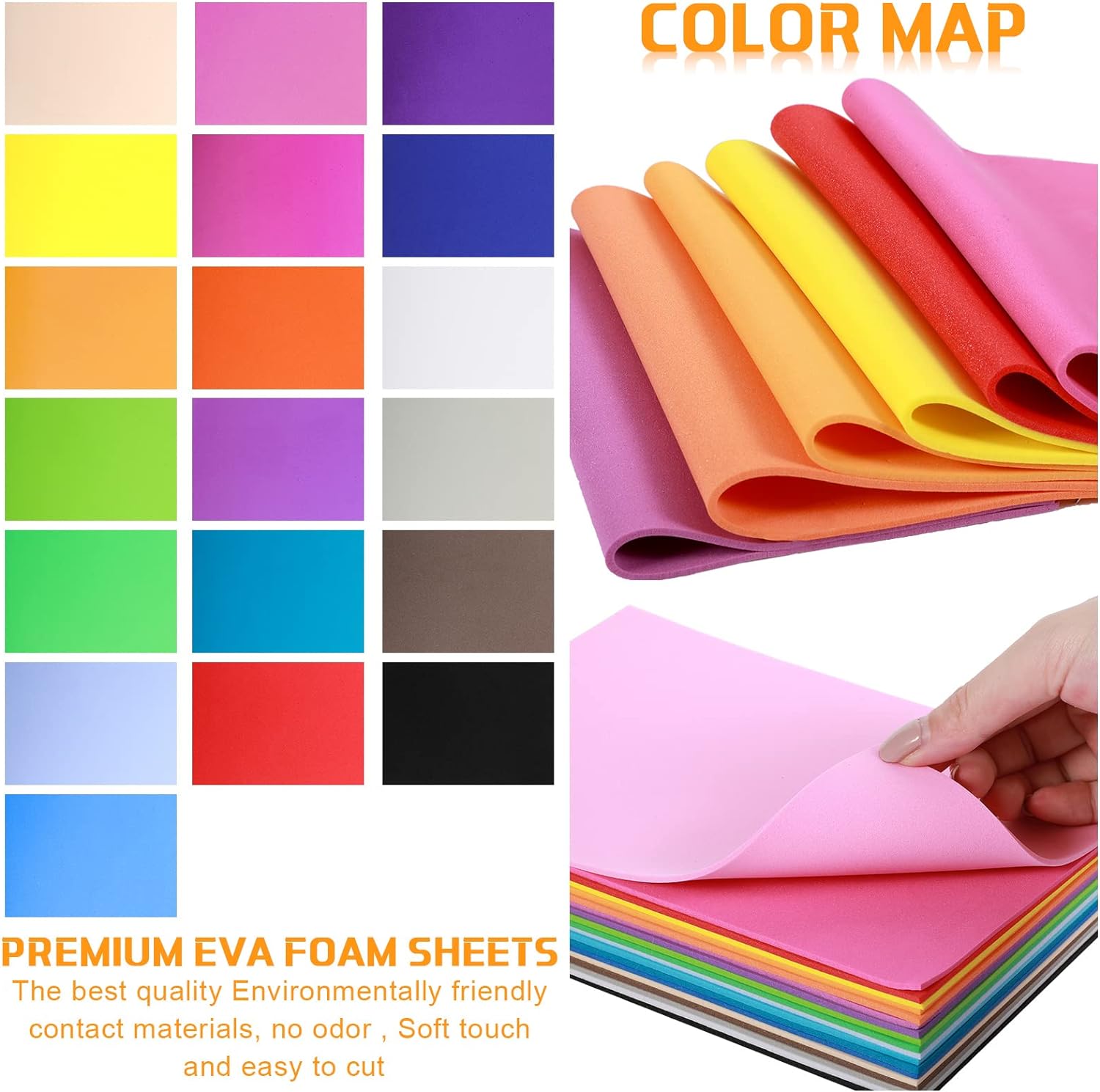 200 Sheets Colorful Eva Foam Sheets Crafts Rainbow Colorful Foam Sheets Assorted Colors Foam Paper For Projects Art Signs Cards Scrapbooking DIY Handcraft By PAIDU