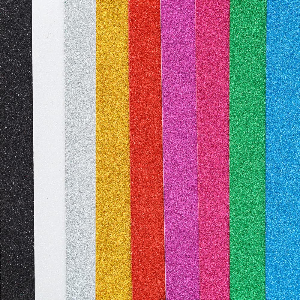 Glitter Foam Sheets Self Adhesive 12 Pack 6x9 Sticky Back Craft Foam Sheets In Assorted Sparkly Colors 2mm Eva Foam For Kids Crafts And Art Projects By PAIDU