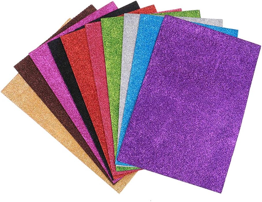 10 Pieces A4 Glitter Foam Paper Sheets Sparkling Eva Sponge Paper Multicolor For Handmade DIY Card Crafts School Project Scrapbooking Decorative Pendant NO-adhesive No Glue By PAIDU
