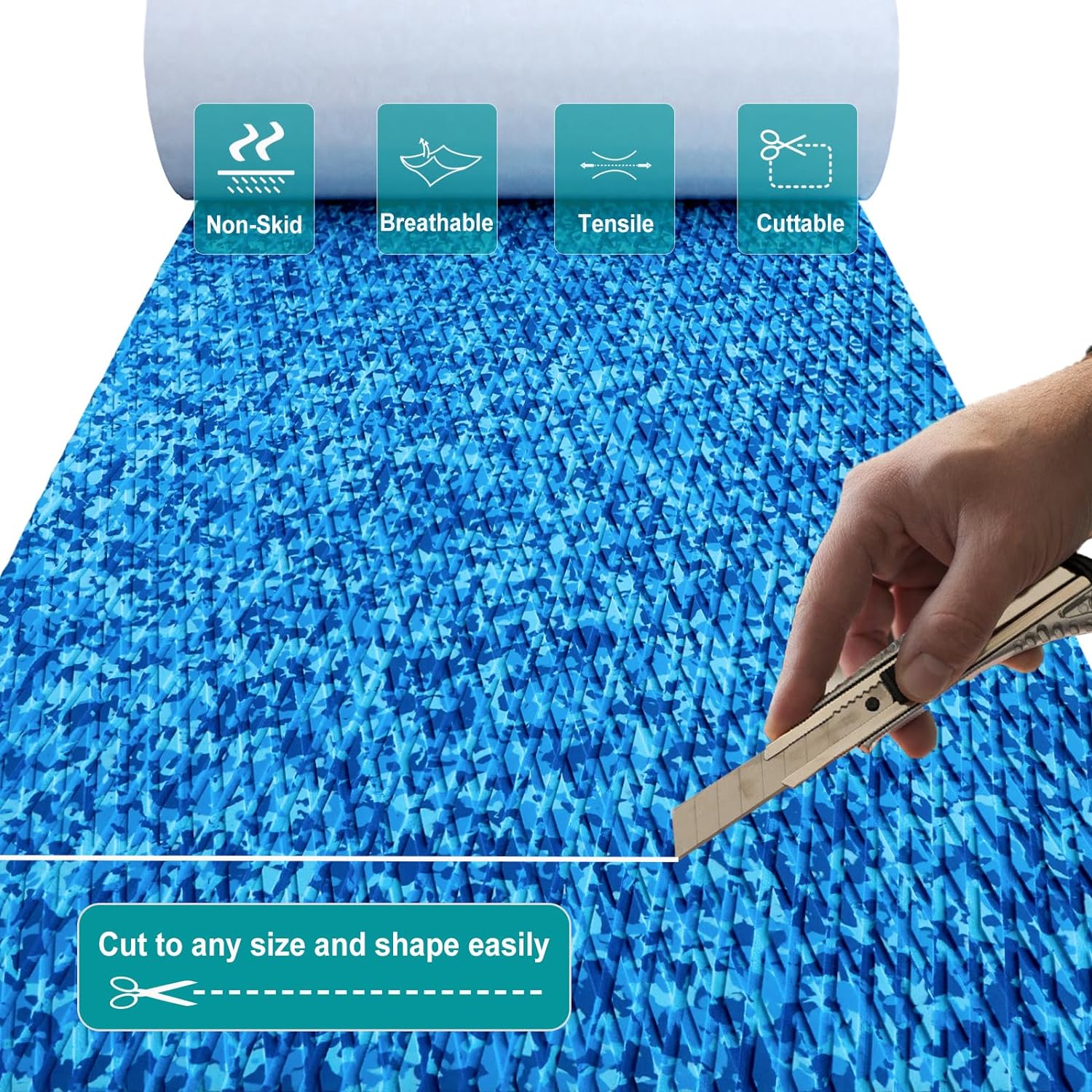 Boat Flooring EVA Foam Boat Decking Marine Carpet Sea Deck Boat Flooring Sheet Self-Adhesive Marine Flooring for Fishing Boat Kayak Yacht RV Swimming Pool Golf Cart 94.5"x23.6"/16.1"/11.8" By PAIDU