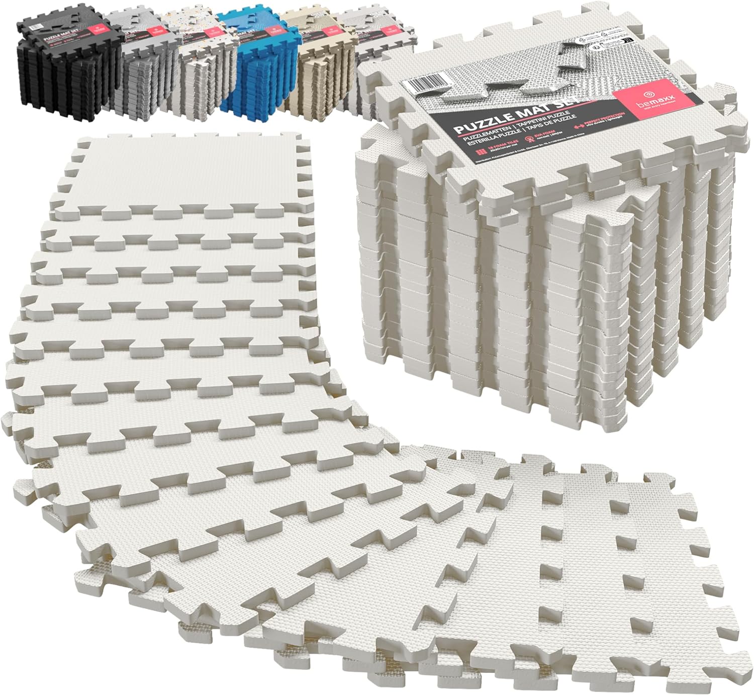 Gym Flooring Set - Interlocking EVA Soft Foam Floor Mat, 18 Pieces Puzzle Rubber Tiles Protective Ground Surface Protection, Play Workout Exercise Mats Underlay Matting Sports Pool Home Fitness Garage By PAIDU